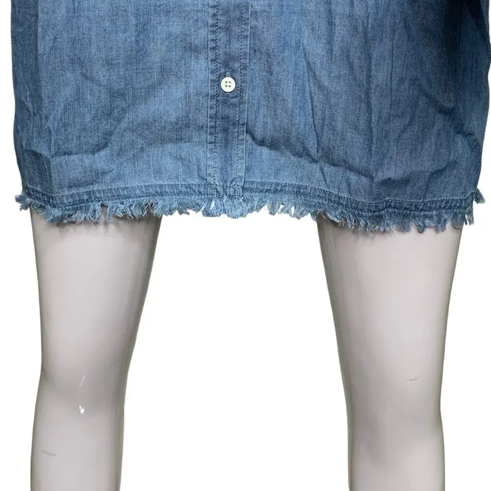 Garnet Hill NWOT Chambray Collared Shirt Dress Long Sleeve Button Down Size 2 - Picture 9 of 12